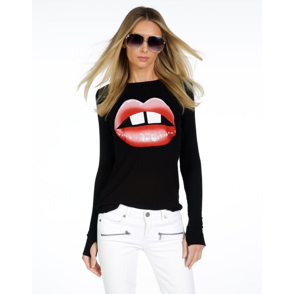 LAUREN MOSHI // Ltd Ed Edda short sleeve gap tooth lips soft vintage feel tee - Picture 7 of 12